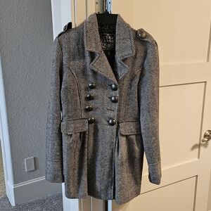 Last Kiss Black and Gray Pea Coat